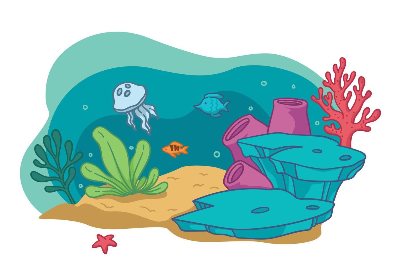Aquarium decor, sea or ocean bottom with flora vector