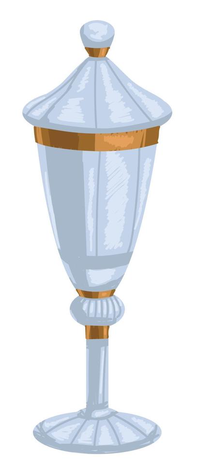 copa de cristal con tapa o urna con decoración dorada vector