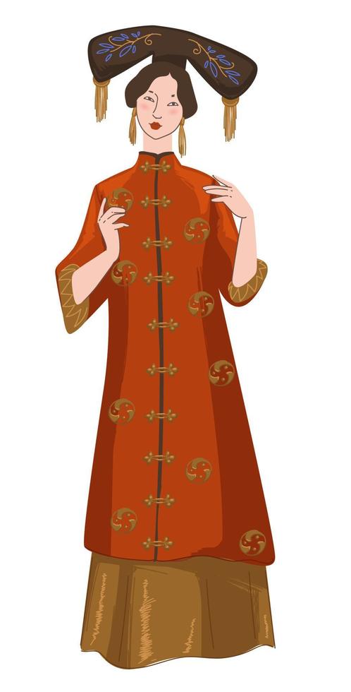 Asian woman wearing traditional chinese clothes vector