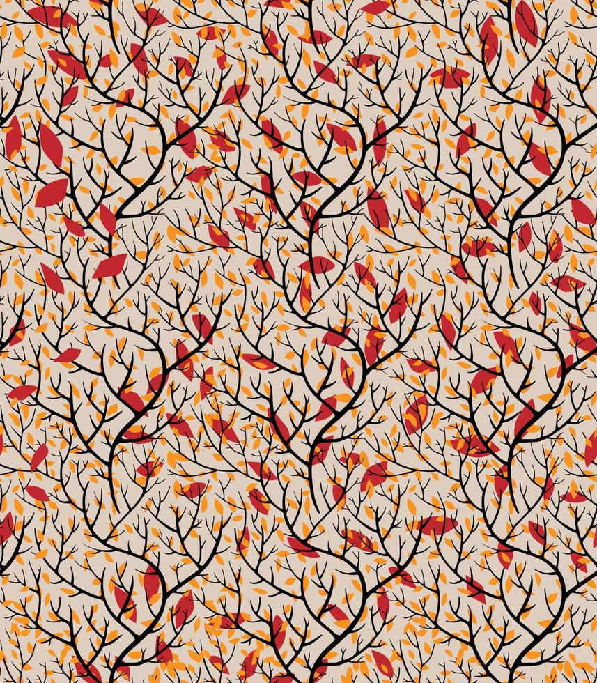 Branches and leaves on twigs, seamless pattern vector