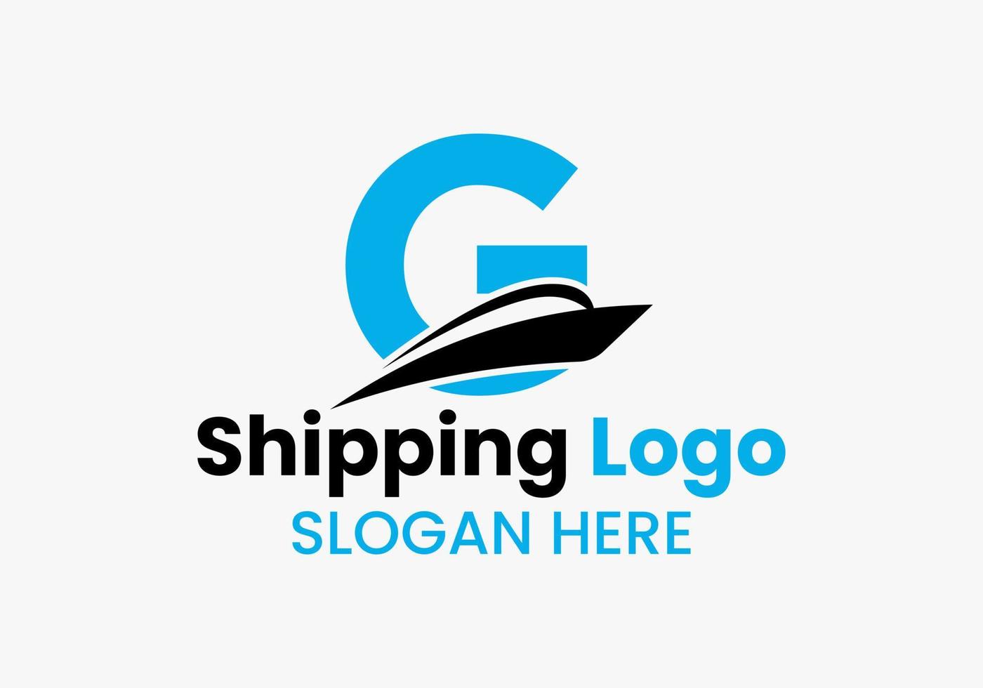 Letter G Shipping Logo Sailboat Symbol. Nautical Ship Sailing Boat Icon vector