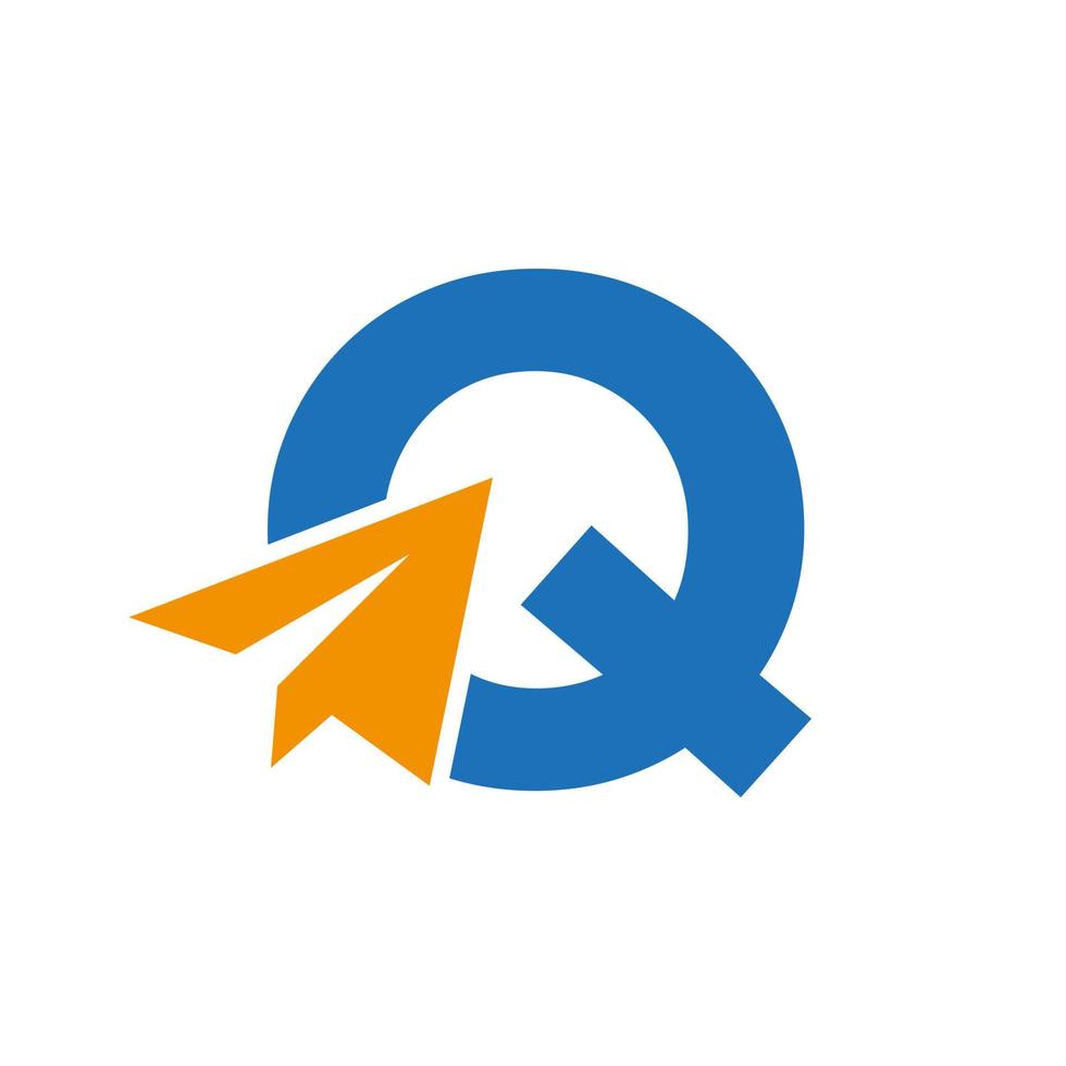 Letter Q Travel Logo Concept With Paper Plane Icon Vector Template