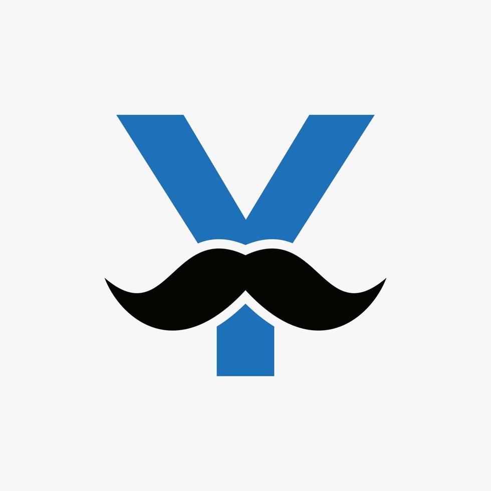 diseño del logotipo de la barbería letra y. logotipo de peluquero para estilo de bigote y símbolo de moda vector