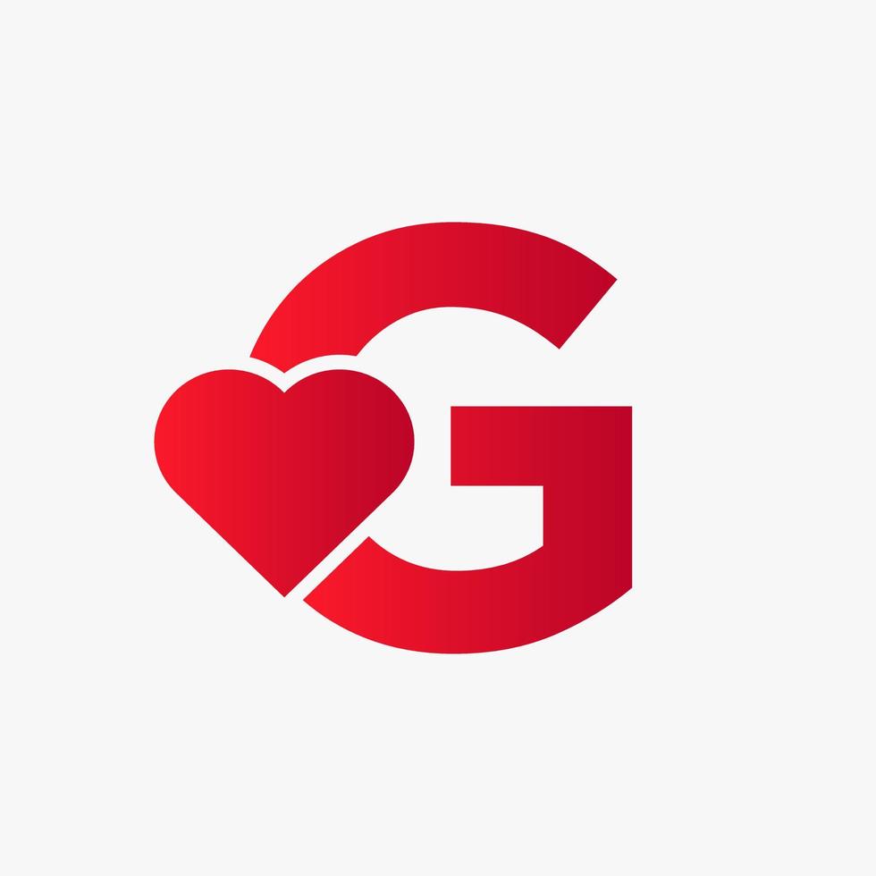 Letter G Love Symbol And Heart Icon Concept Vector Template