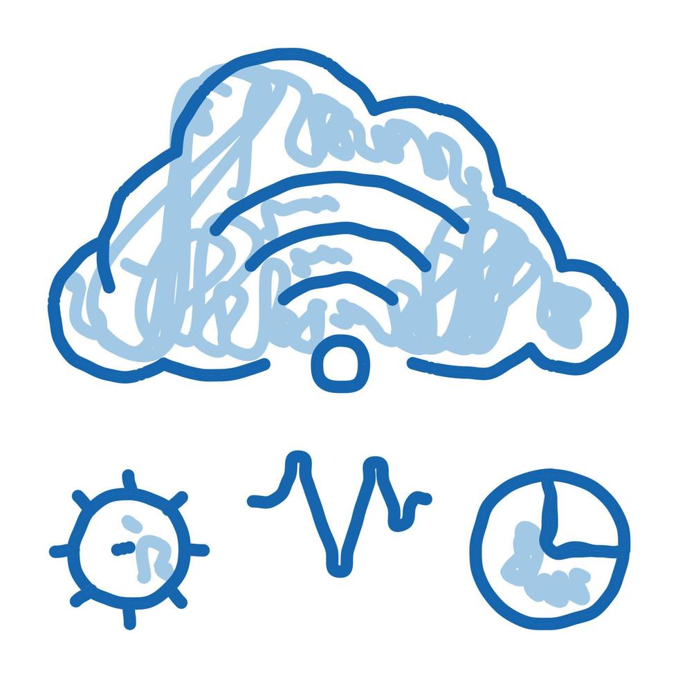 cloud computing and machine learning doodle icon hand drawn ...