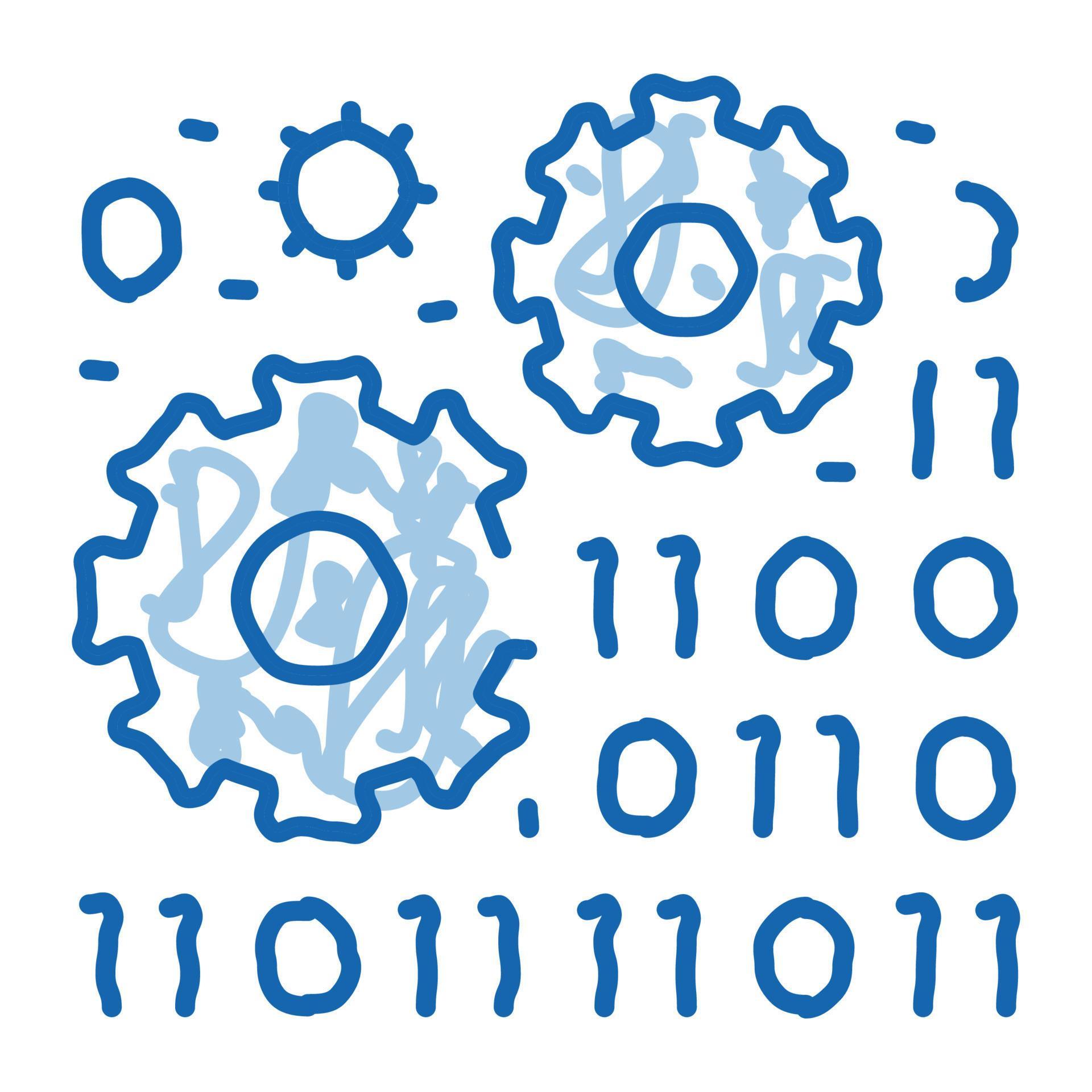 programming and coding process of machine learning doodle icon hand ...