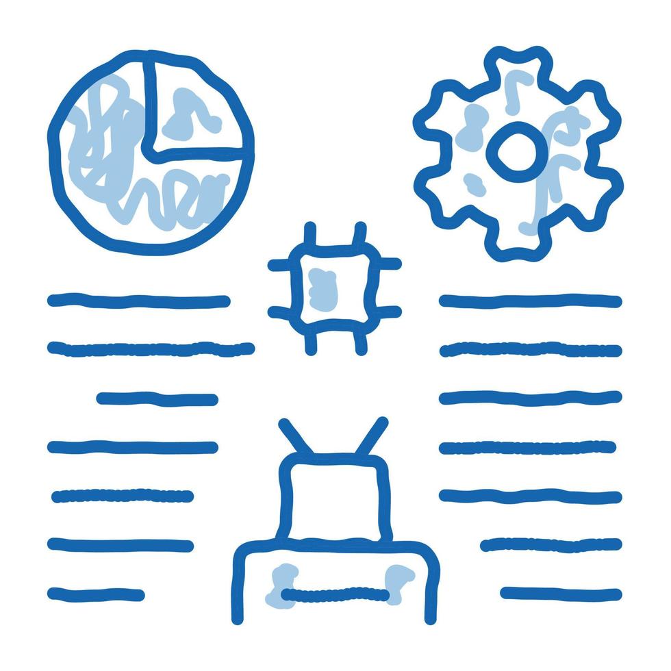 robot machine learning doodle icon hand drawn illustration vector