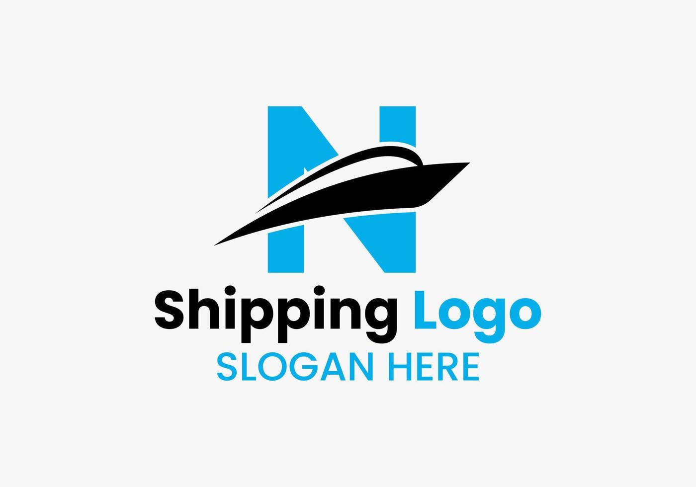 Letter N Shipping Logo Sailboat Symbol. Nautical Ship Sailing Boat Icon vector