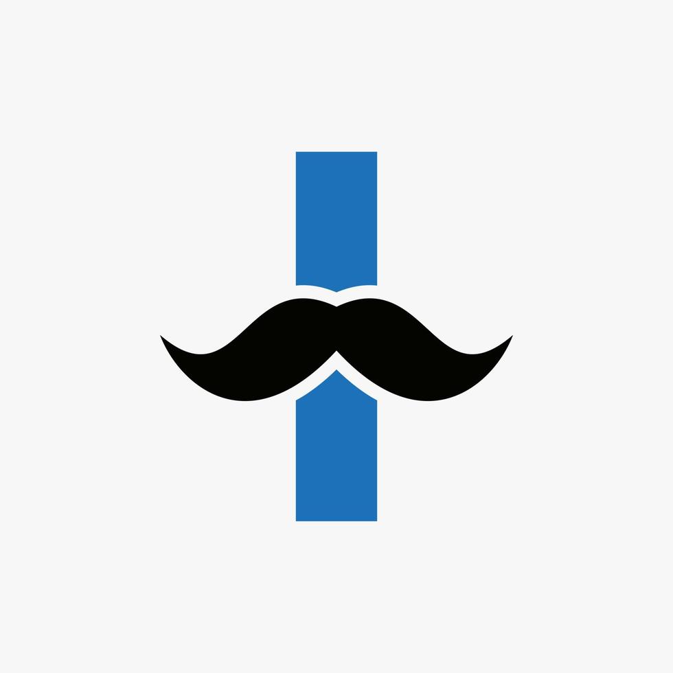 diseño del logotipo de la barbería de la letra i. logotipo de peluquero para estilo de bigote y símbolo de moda vector