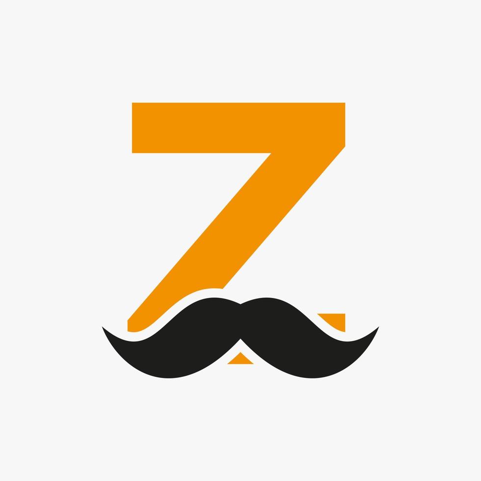 diseño del logo de la barbería de la letra z. logotipo de peluquero para estilo de bigote y símbolo de moda vector