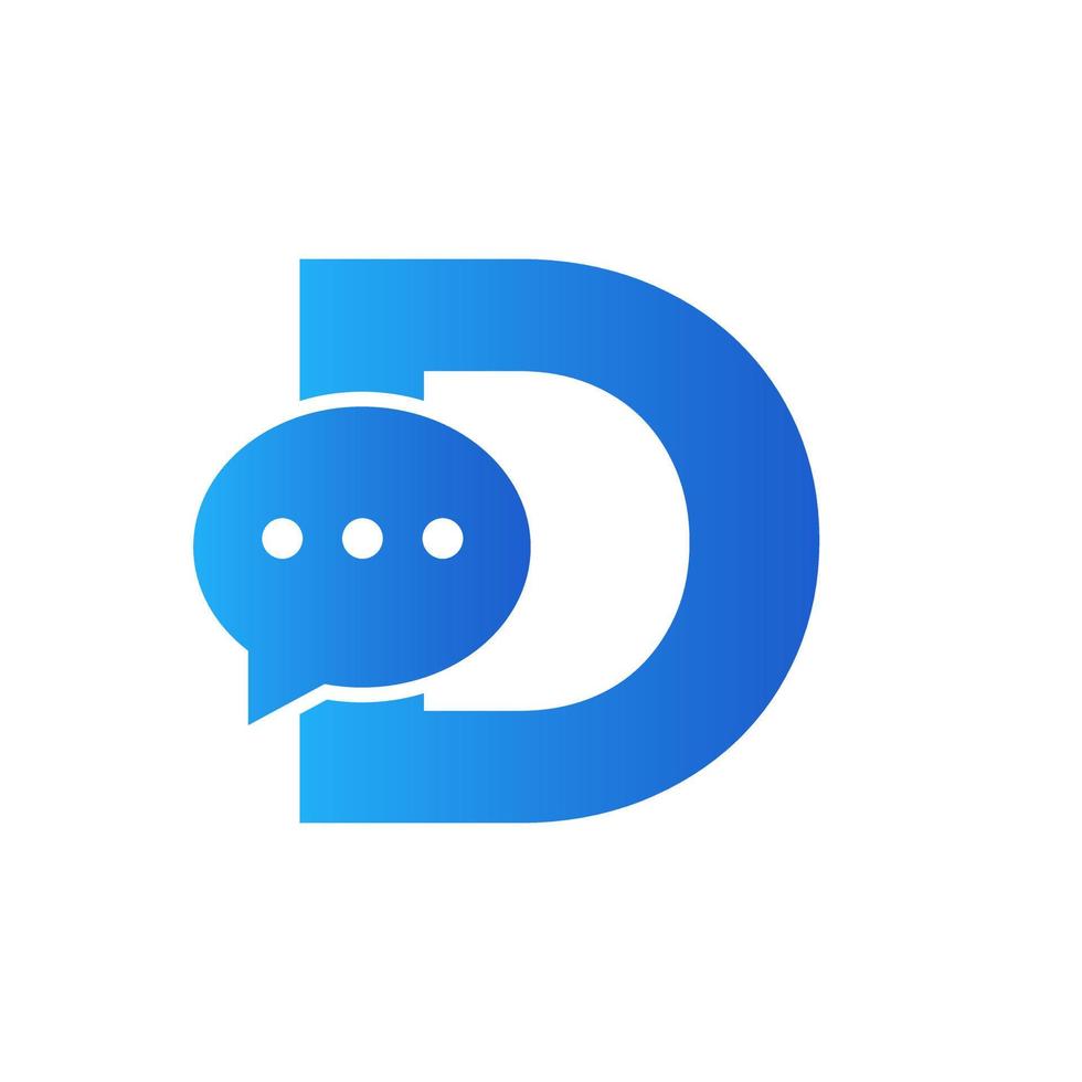 Letter D Chat Communicate Logo Design Concept With Bubble Chat Symbol vector