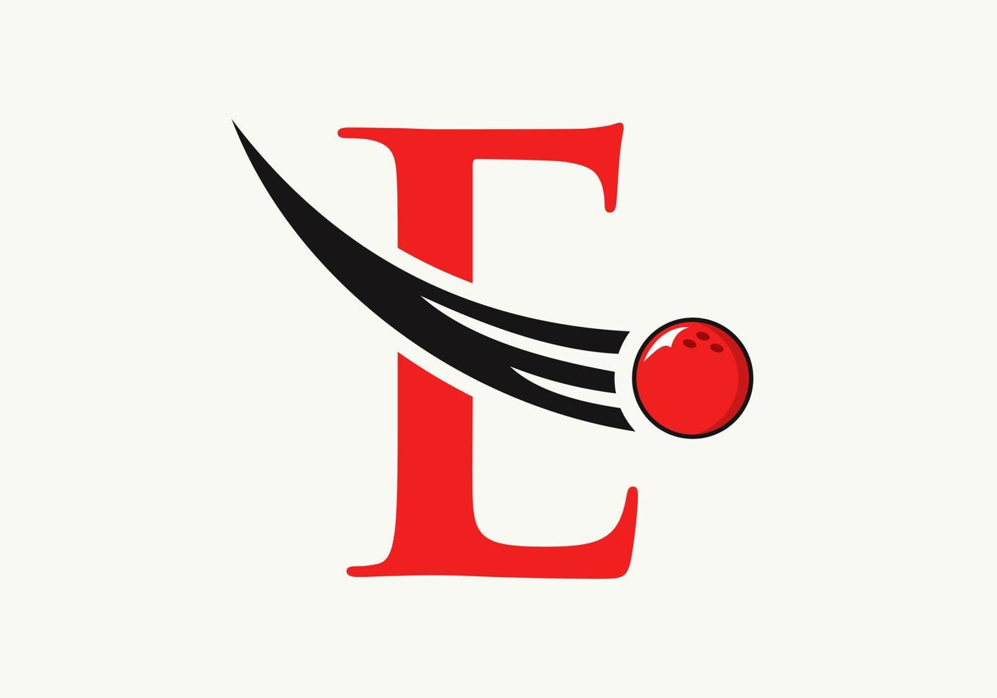 Letter E Bowling Logo. Bowling Ball Symbol With Moving Ball Vector Template