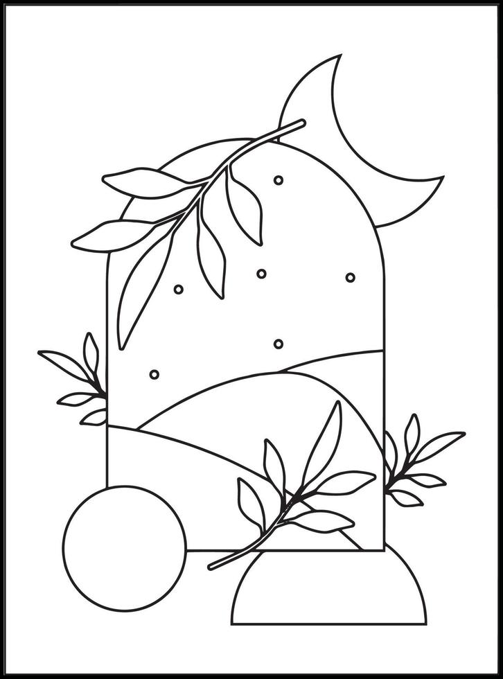 Minimalist Boho Coloring pages vector