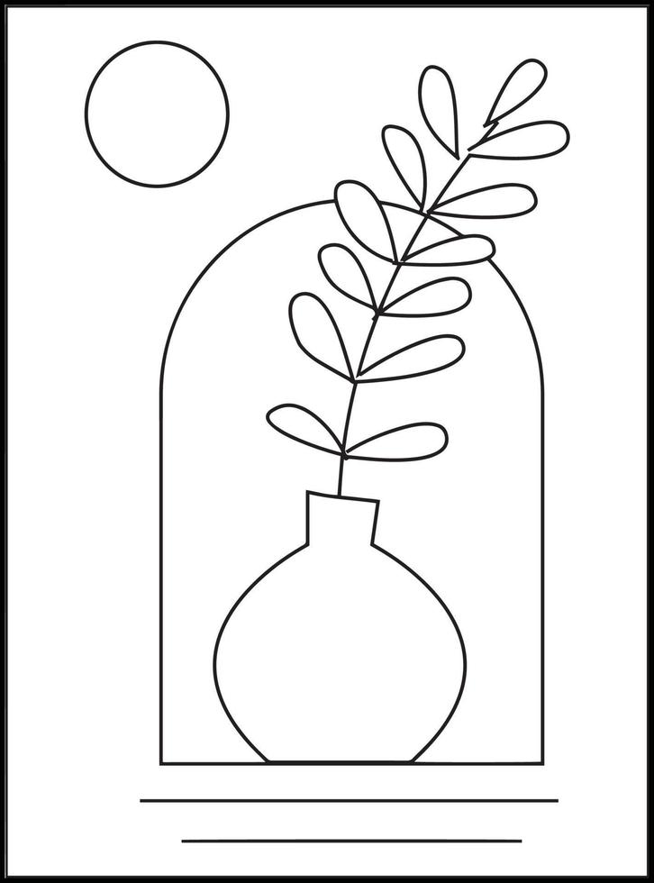 Minimalist Boho Coloring pages vector