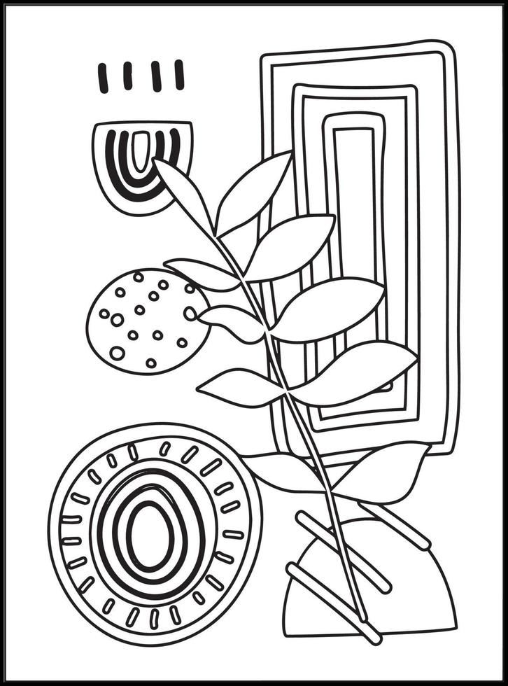 Minimalist Boho Coloring pages vector