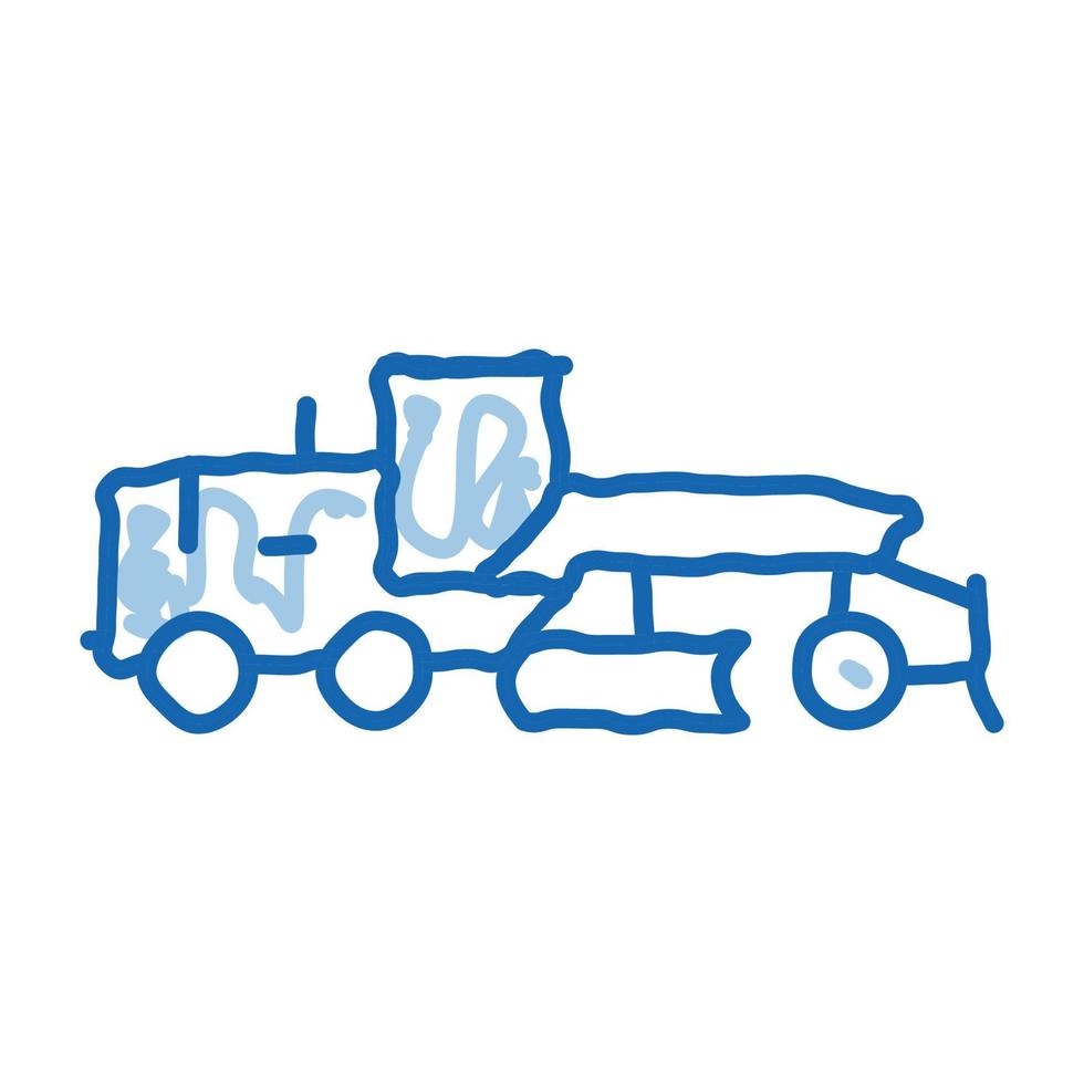 road repair tractor doodle icon hand drawn illustration vector