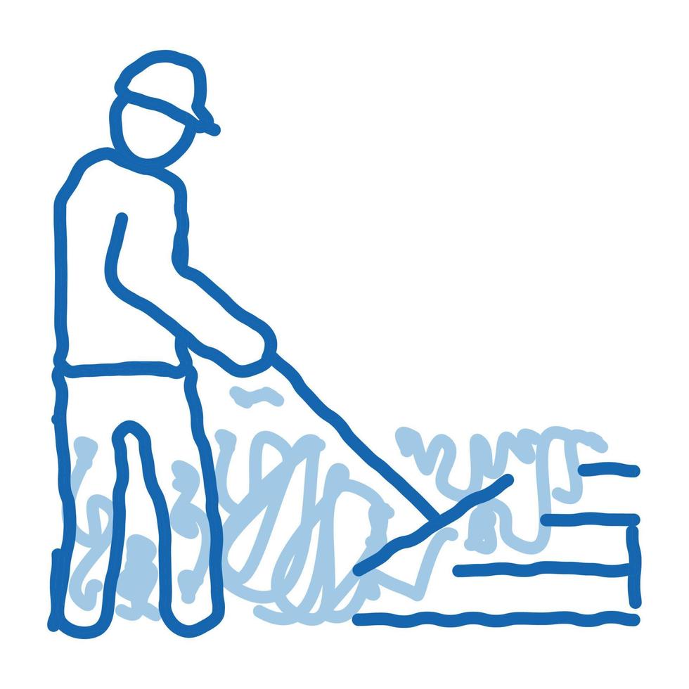 worker road repair doodle icon hand drawn illustration vector