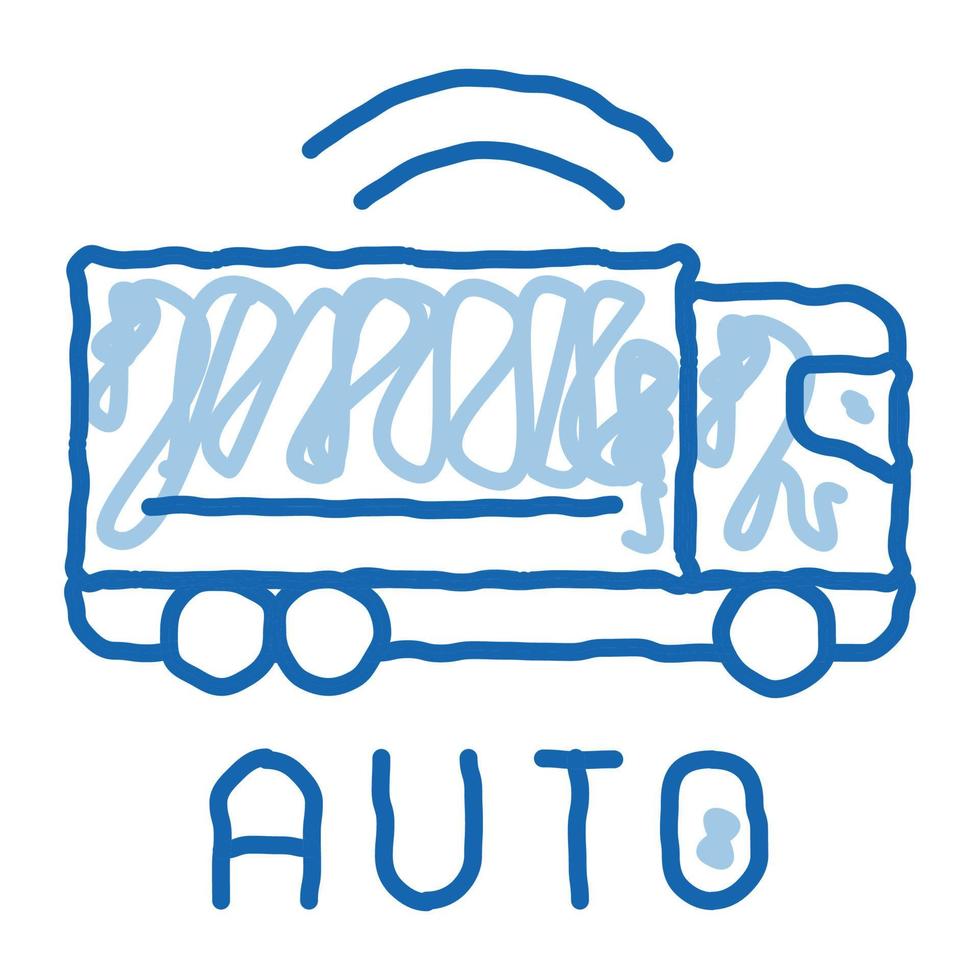 electro auto truck doodle icon hand drawn illustration vector
