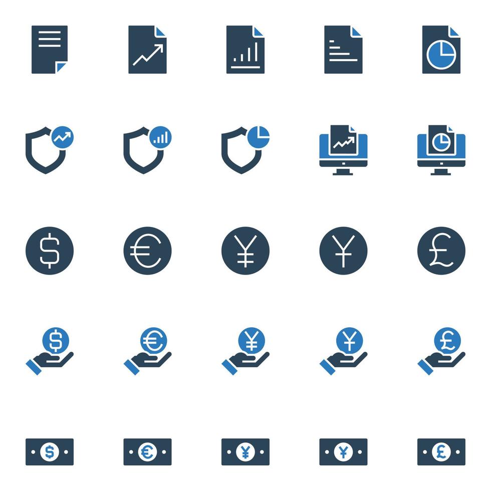 Two color icons for Business and financial. vector