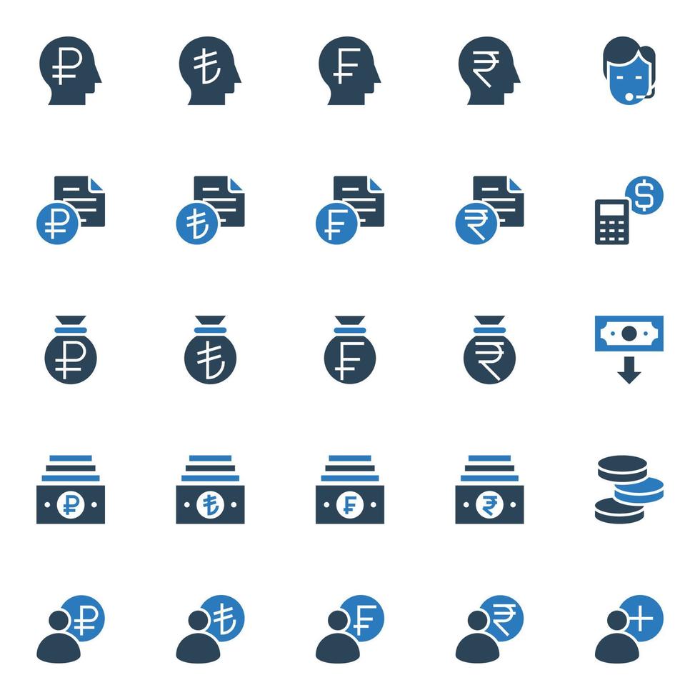 Two color icons for Business and financial. vector