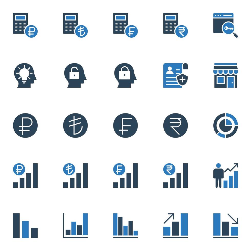 Two color icons for Business and financial. vector