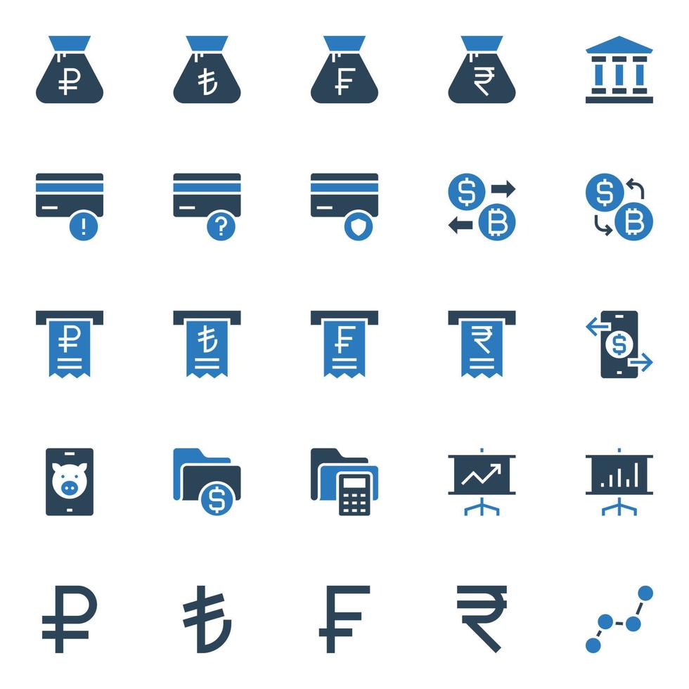 Two color icons for Business and financial. vector