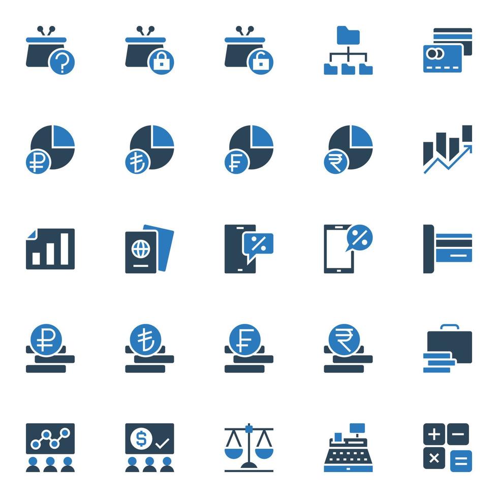 Two color icons for Business and financial. vector