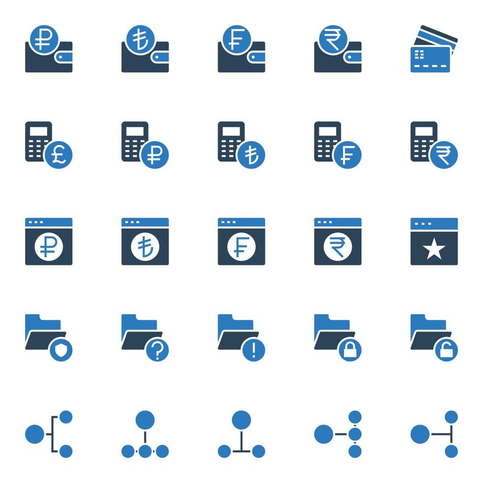 Two color icons for Business and financial. vector
