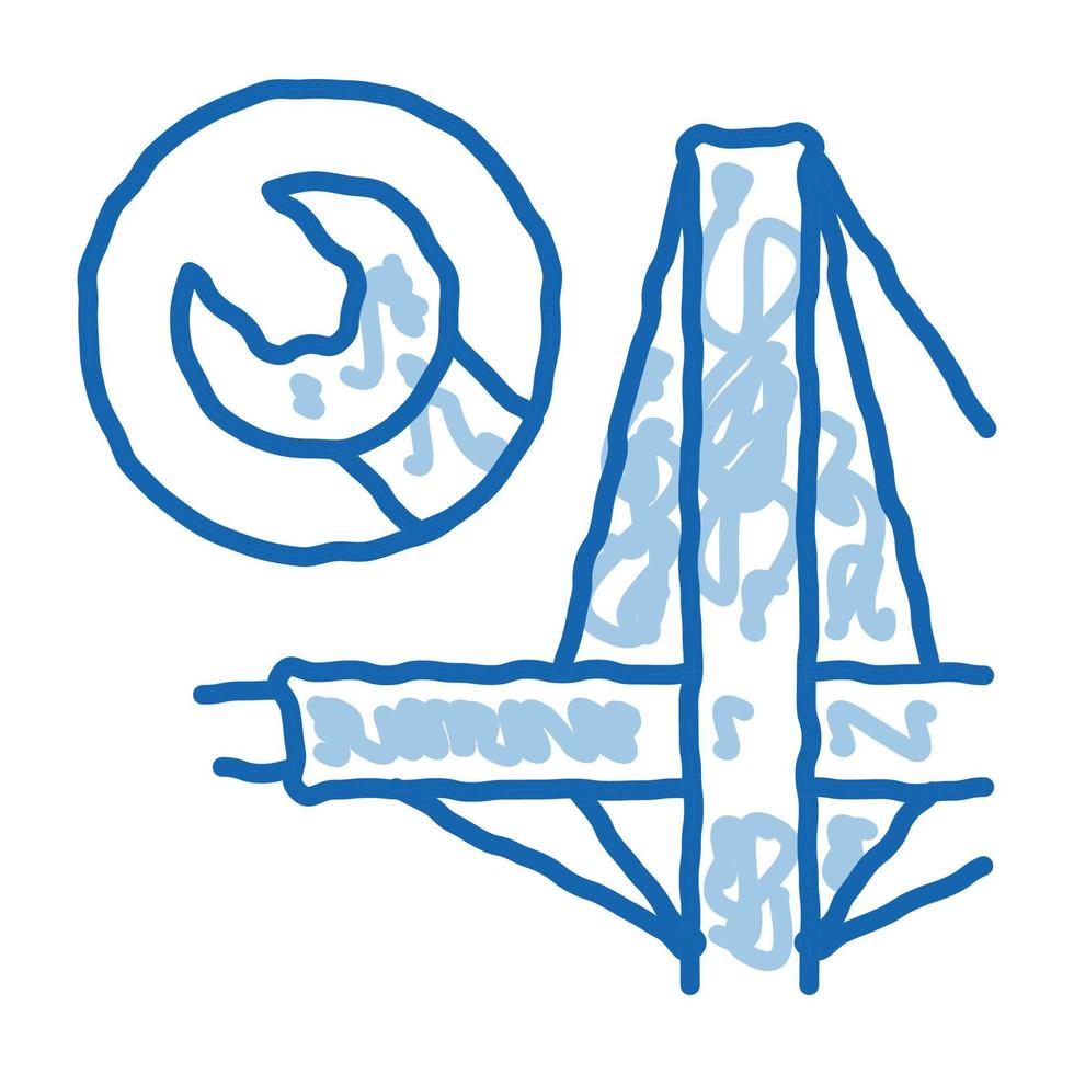 bridge repair doodle icon hand drawn illustration vector