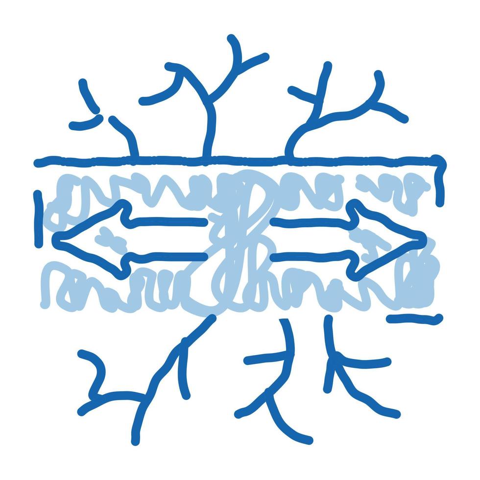 vaso dañado enfermedad varicosa doodle icono dibujado a mano ilustración vector