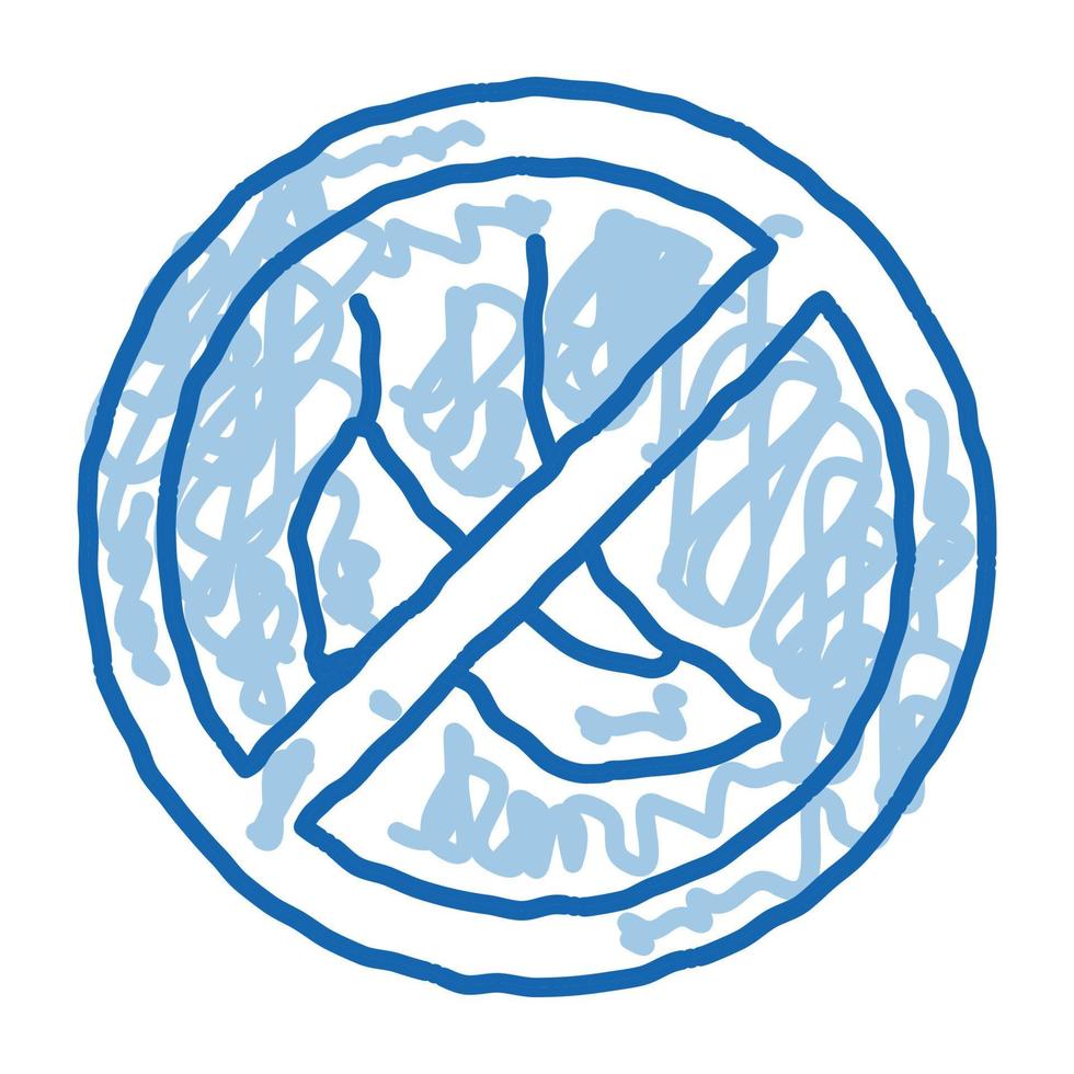 prohibición de usar zapatos con tacones doodle icono dibujado a mano ilustración vector