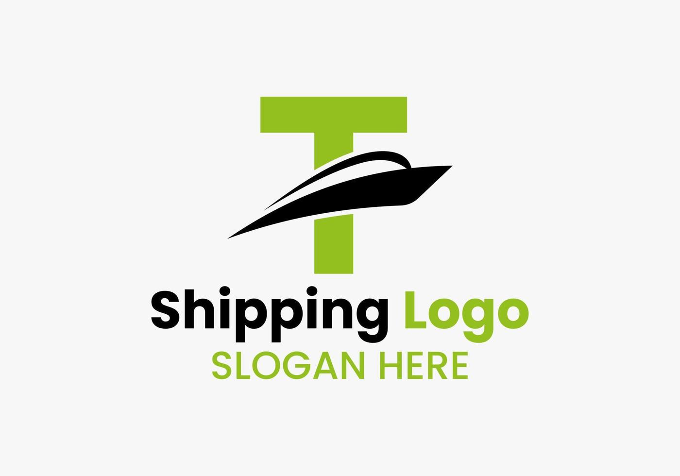 símbolo de velero con el logotipo de envío de la letra t. icono de barco de vela de barco náutico vector