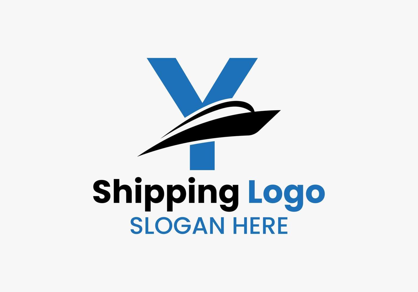 Letter Y Shipping Logo Sailboat Symbol. Nautical Ship Sailing Boat Icon vector