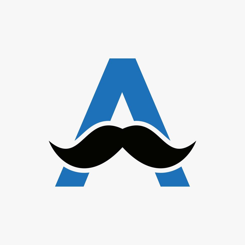 Letter A Barbershop Logo Design. Hairstylist Logotype For Mustache Style and Fashion Symbol vector