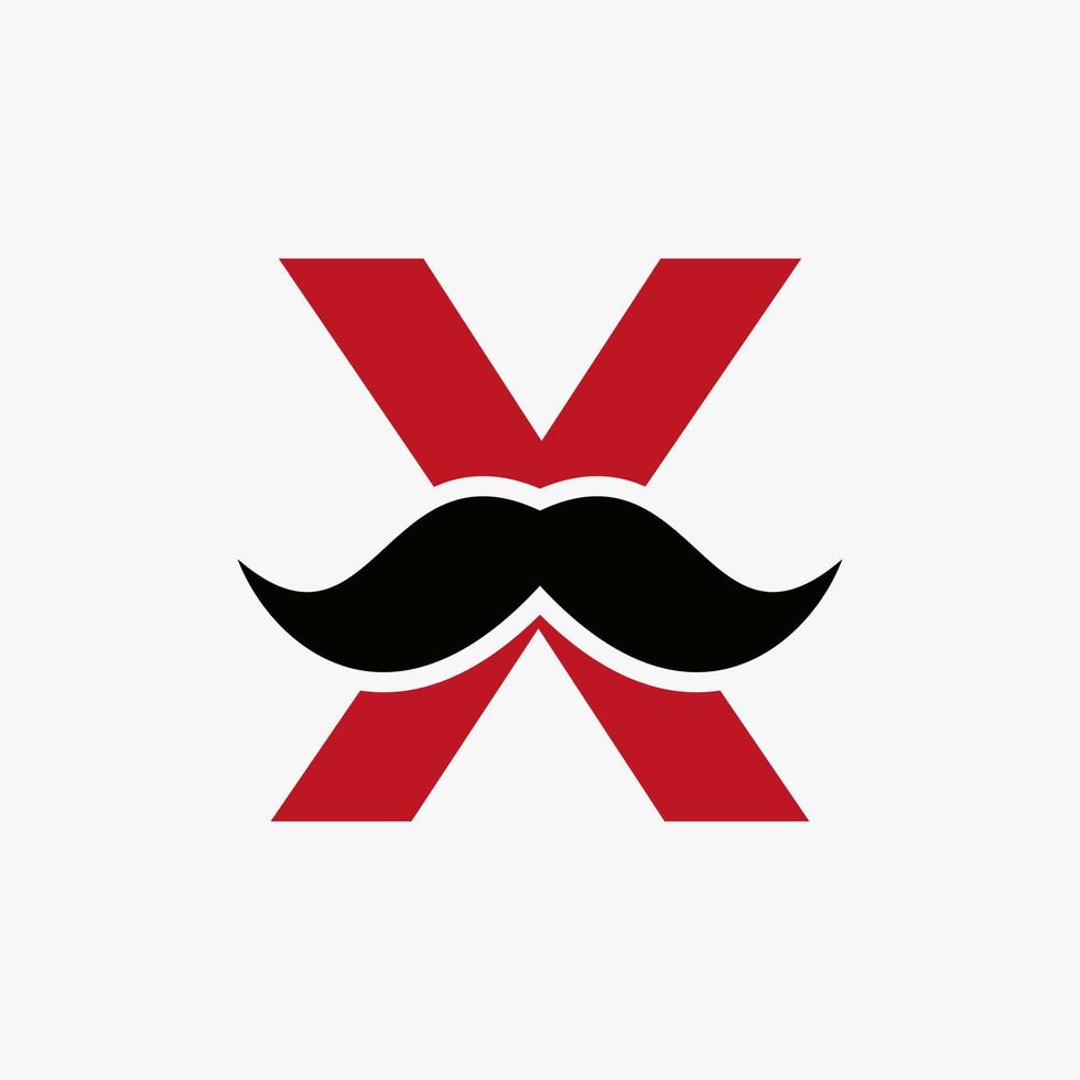 Letter X Barbershop Logo Design. Hairstylist Logotype For Mustache Style and Fashion Symbol vector