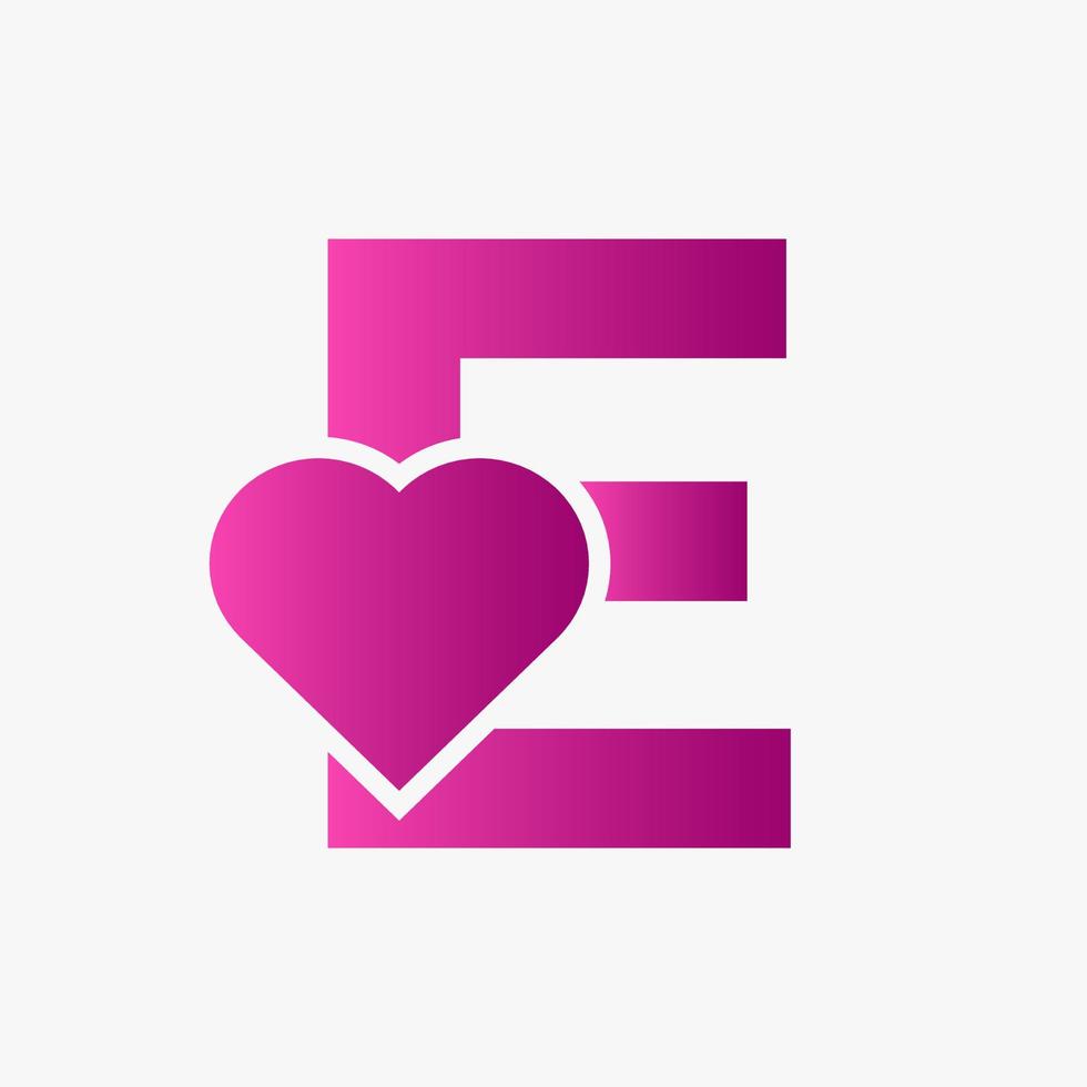 Letter E Love Symbol And Heart Icon Concept Vector Template