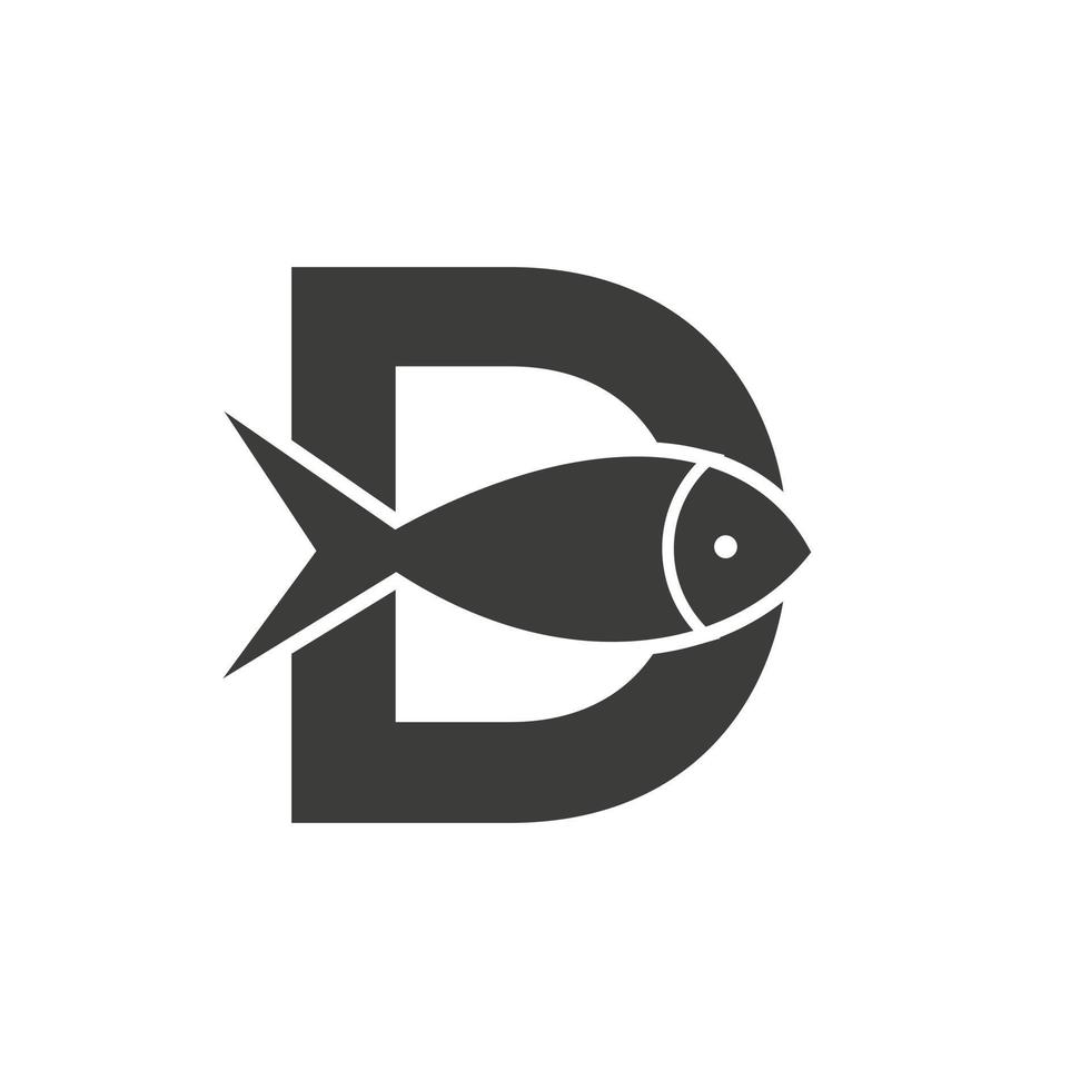 Letter D Fish Logo, Ocean Logo Vector Template