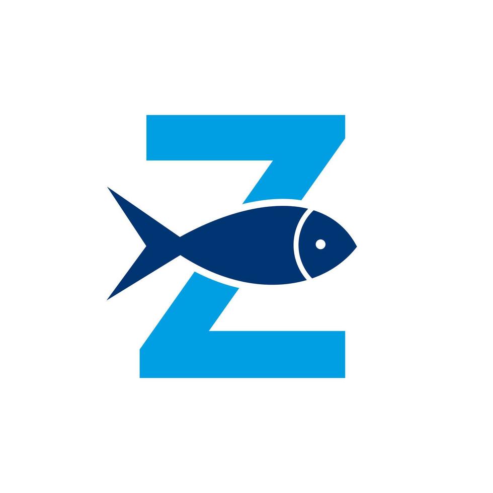 logotipo de pez letra z, plantilla de vector de logotipo de océano