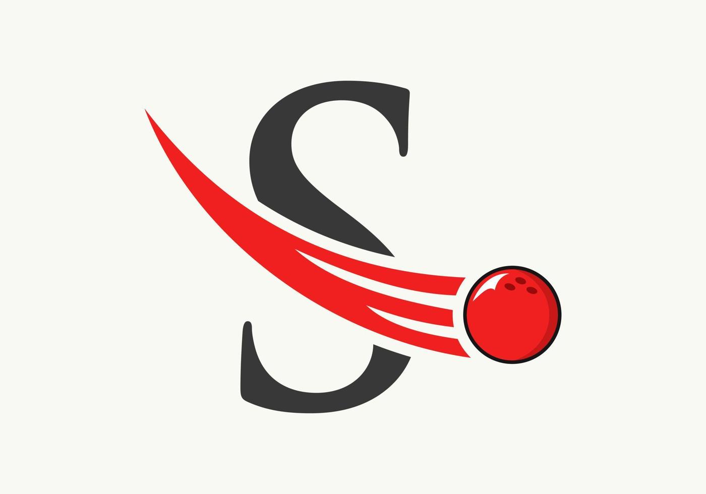 Letter S Bowling Logo. Bowling Ball Symbol With Moving Ball Vector Template