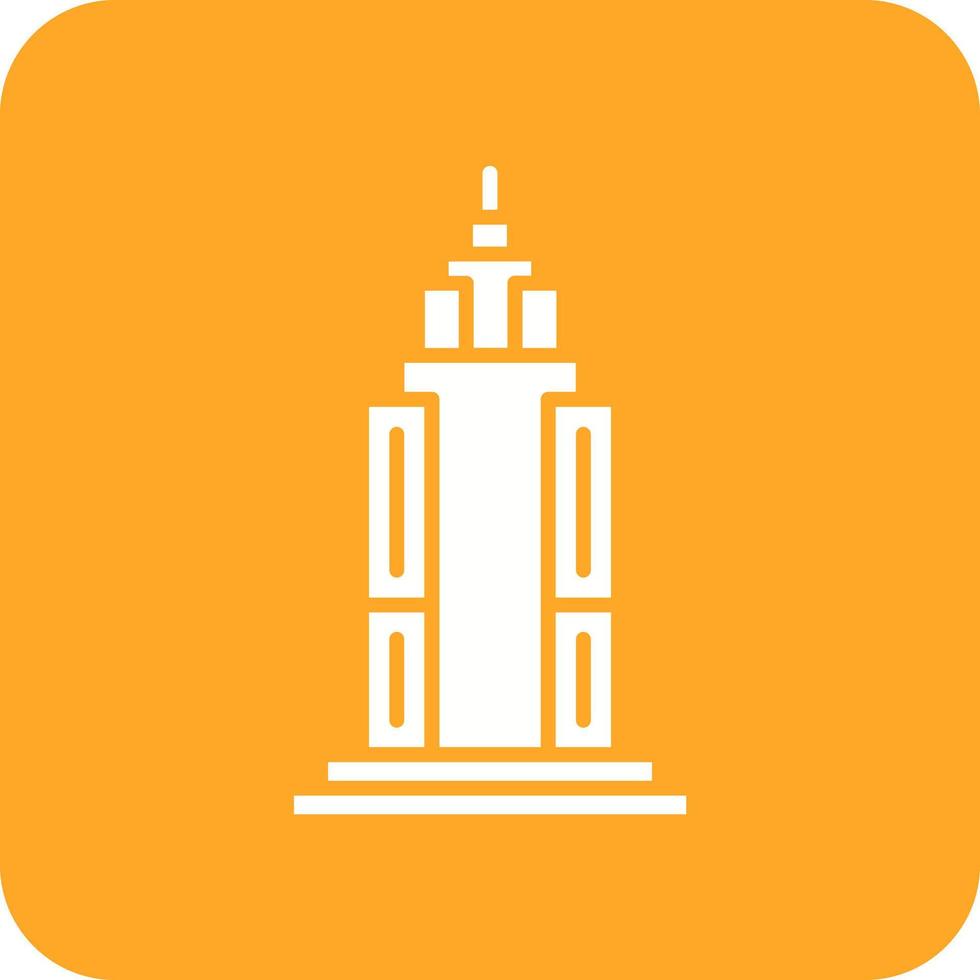 Empire State Building Glyph Round Corner Background Icon vector
