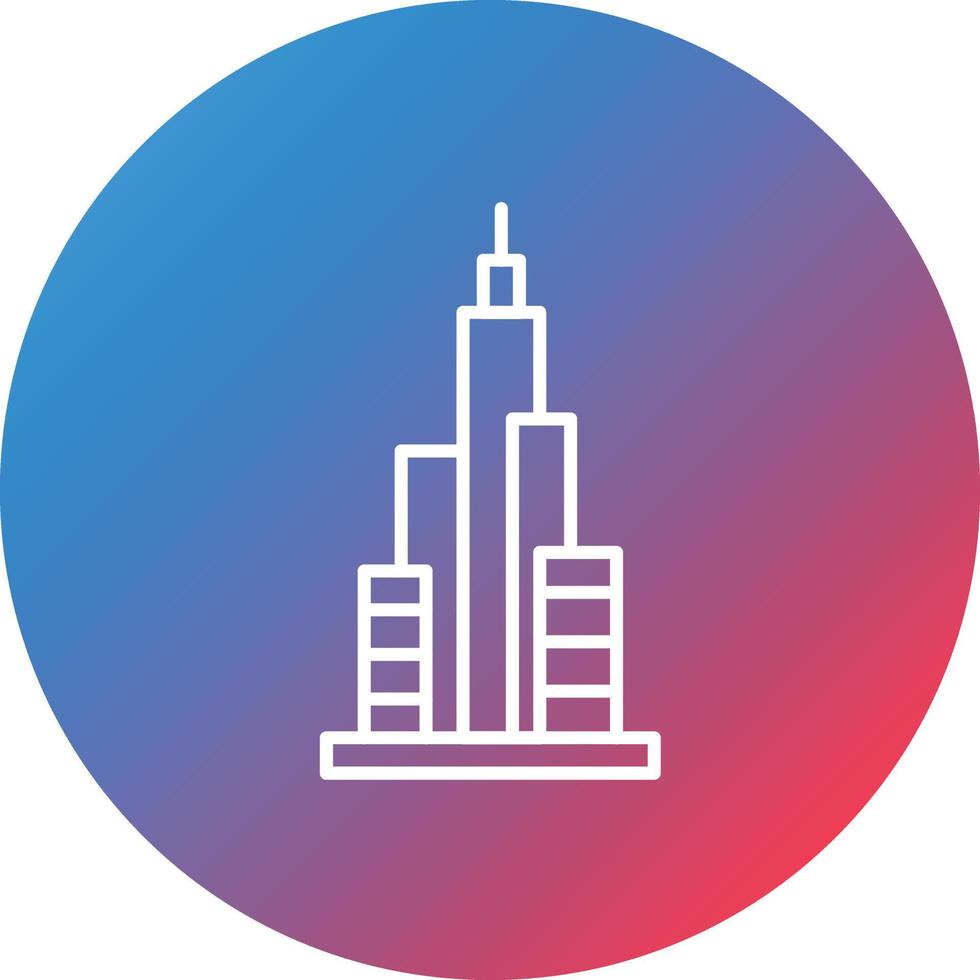 Burj Khalifa Line Gradient Circle Background Icon vector