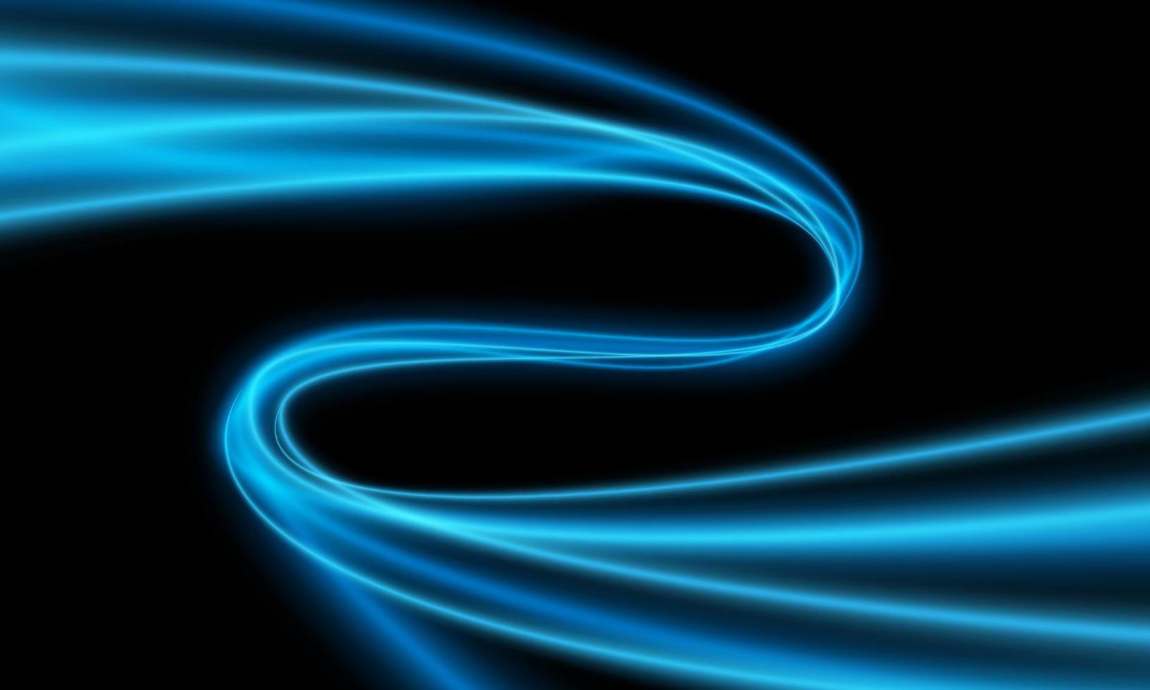 velocidad de curva de luz azul abstracta en vector de fondo de tecnología futurista moderna de diseño negro