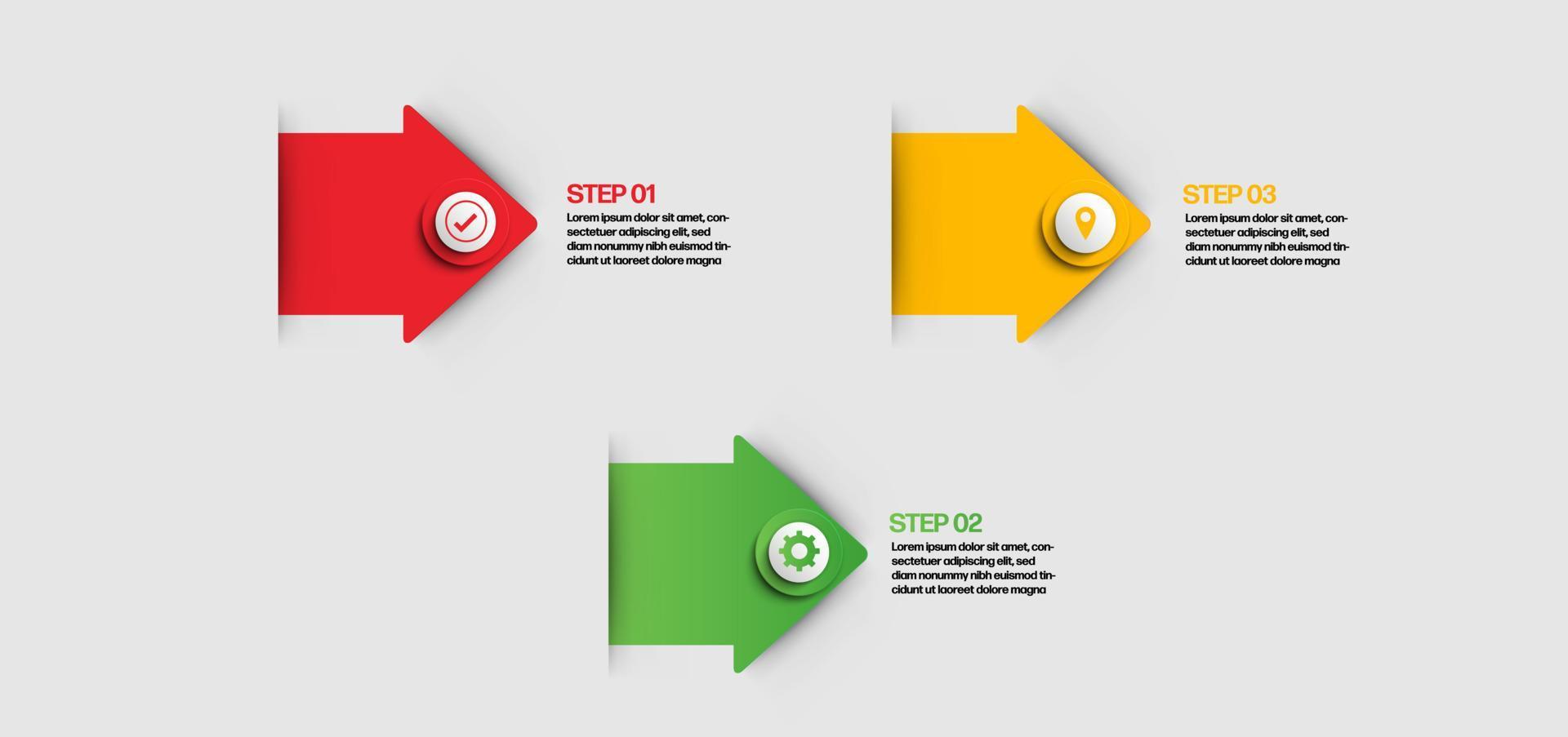 infografía de flechas de círculo vectorial. plantilla infográfica moderna. diagrama abstracto con 3 pasos, opciones, partes o procesos. plantilla de negocio vectorial para presentación. vector