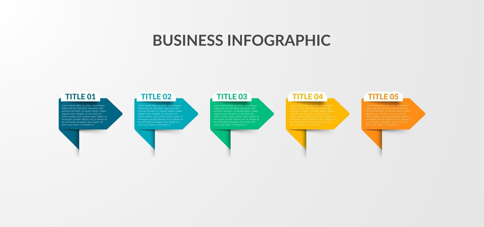 Vector Infographic arrow design with 5 options or steps. Infographics for business concept. Can be used for presentations banner, workflow layout, process diagram, flow chart, info graph