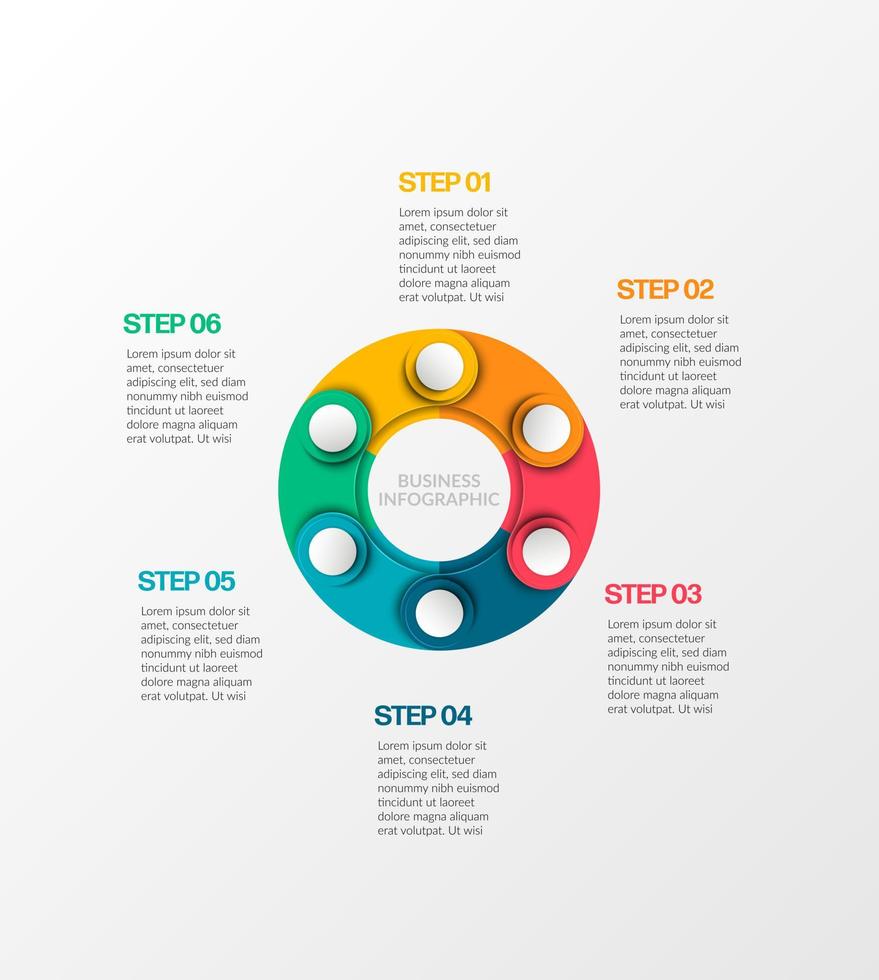 Business circle Infographic. Modern infographic template. Abstract diagram with 6 steps, options, parts, or processes. Vector business template for presentation. Creative concept for infographic