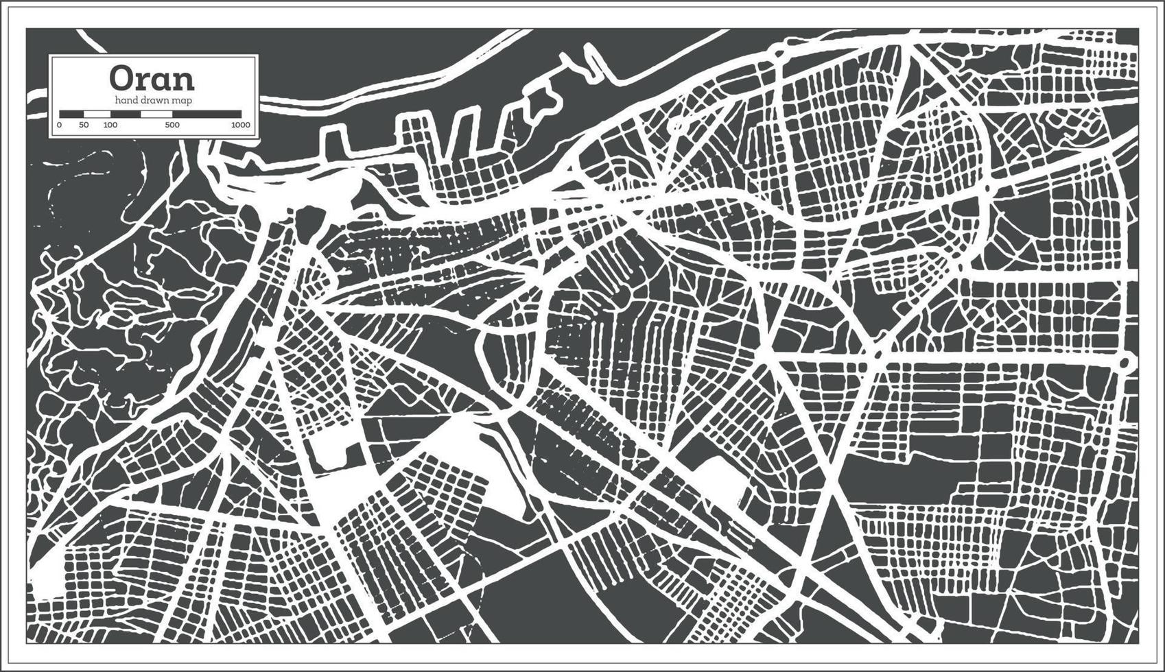 mapa de la ciudad de asís italia en color blanco y negro en estilo retro. esquema del mapa. vector