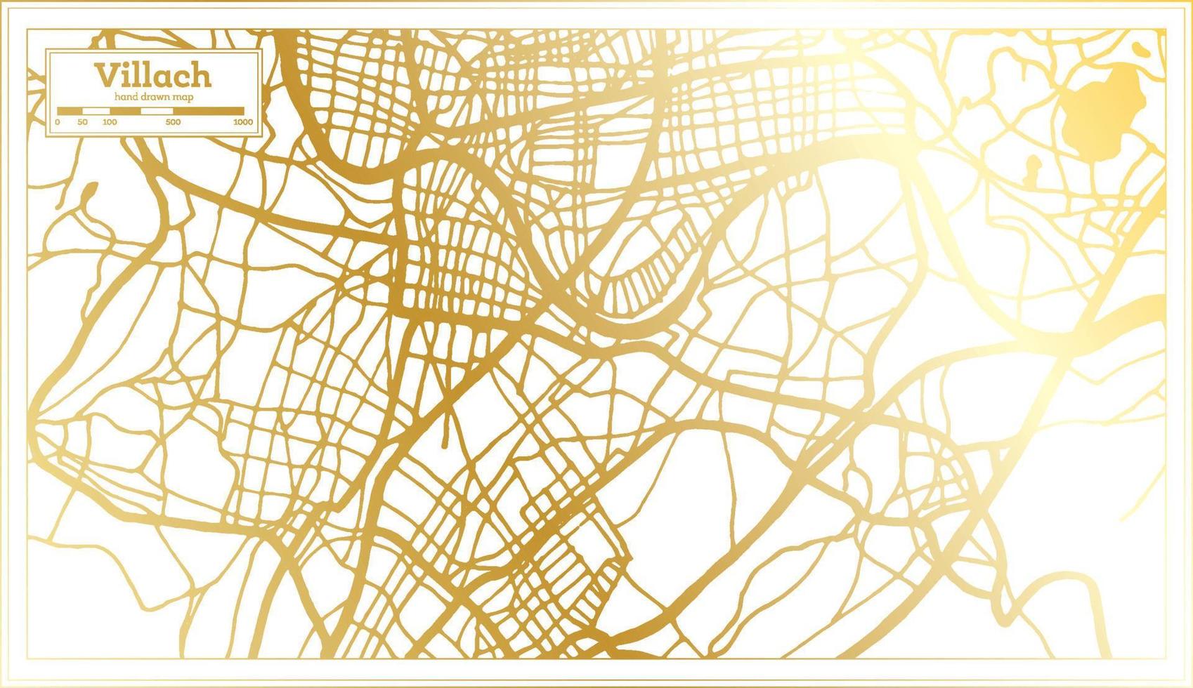 Villach Austria City Map in Retro Style in Golden Color. Outline Map. vector