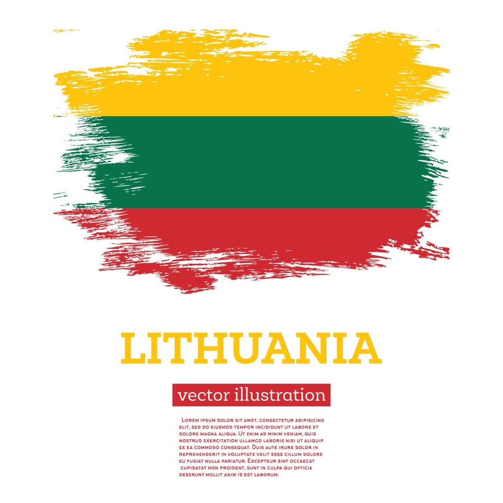 Lithuania Flag with Brush Strokes. Independence Day. vector