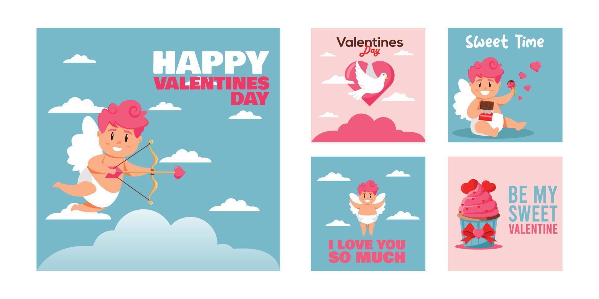 conjunto de día de san valentín. plantilla de redes sociales vector