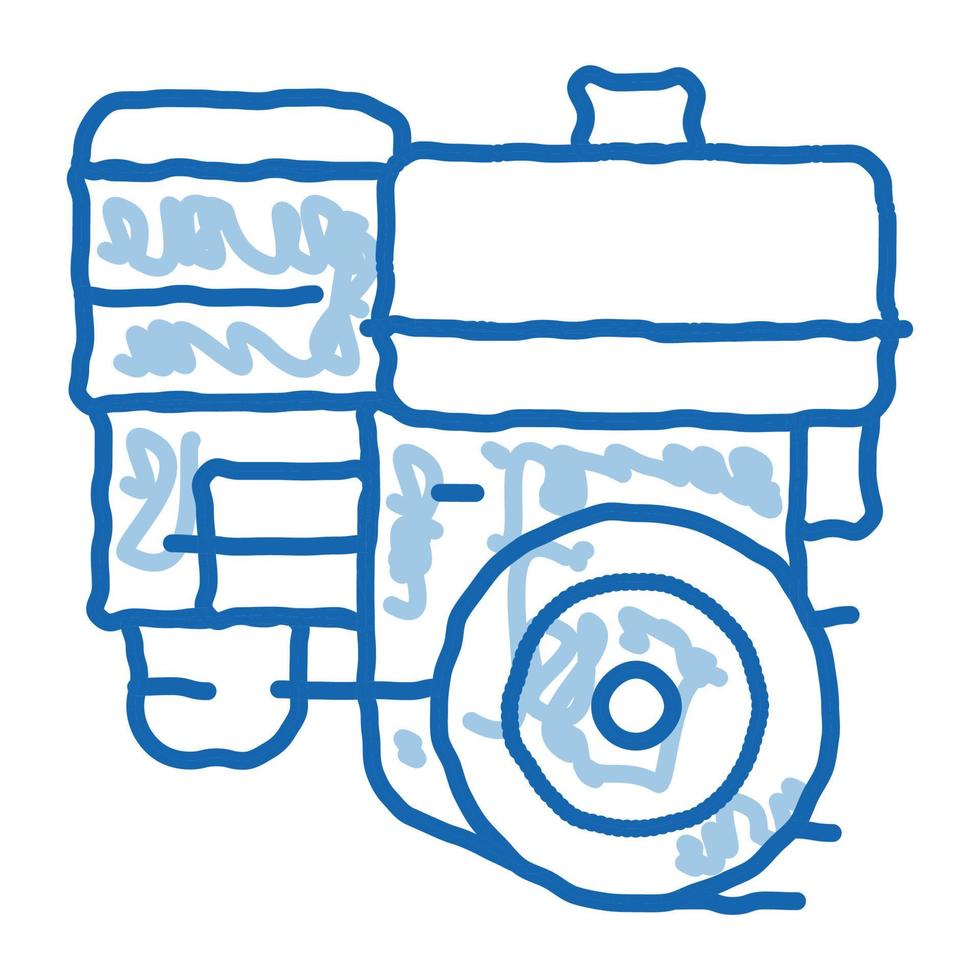 engine motor kart doodle icon hand drawn illustration vector